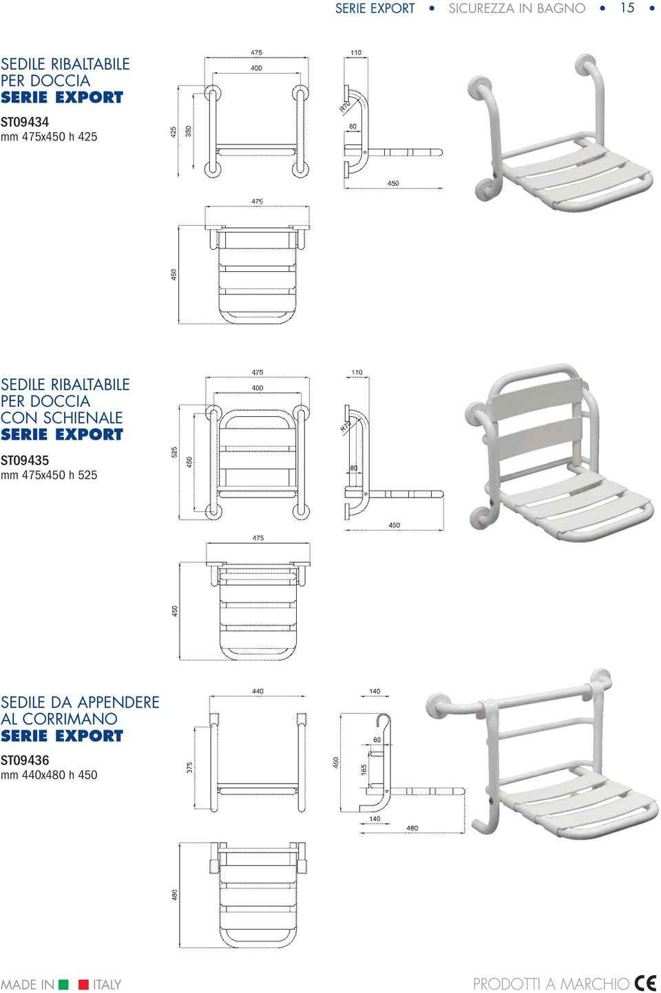 SCHIENALE ST09435 mm 475x450 h 525 SEDILE DA APPENDERE AL