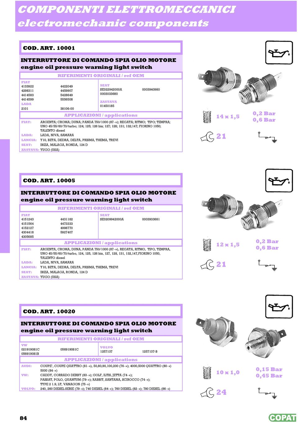 SE0242000A 0003033680 ZASTAVA 01450185 0003940980 ARGENTA; CROMA; DUNA; PANDA 750/1000 (87 ); REGATA; RITMO; TIPO; TEMPRA; UNO 45/55/60/70/turbo; 124; 125; 126 bis; 127; 128; 131; 132;147; FIORINO