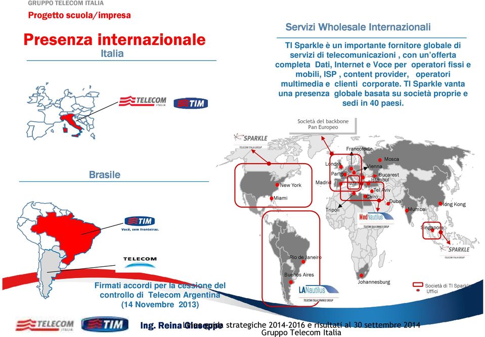 Società Societàdel del backbone backbone Pan Pan Europeo Europeo Francoforte Brasile New York Miami Londra Parigi Madrid Tripoli Atene Mosca Vienna Bucarest Istanbul Tel Aviv Cairo Dubai Mumbai Hong