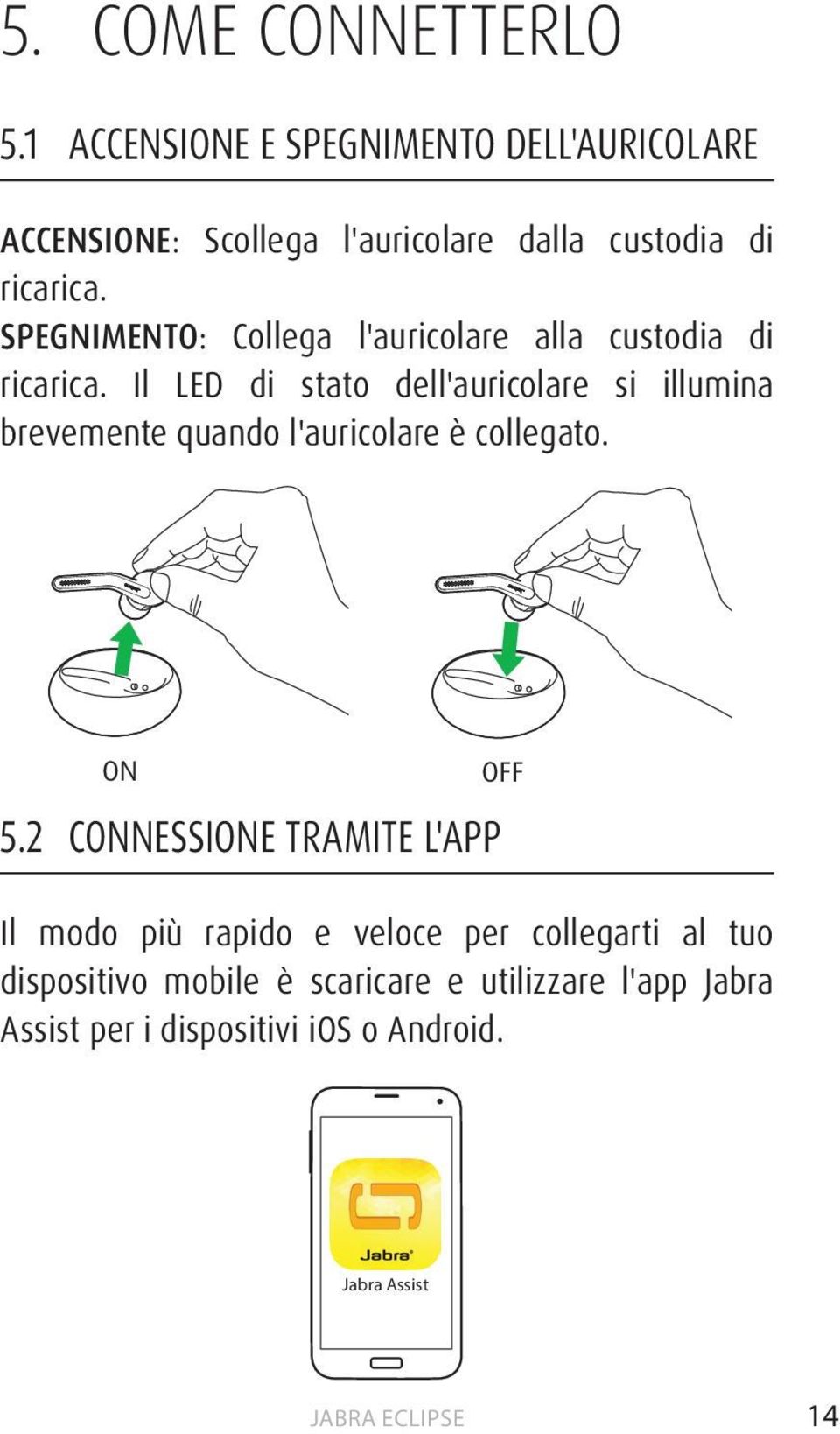 SPEGNIMENTO: Collega l'auricolare alla custodia di ricarica.