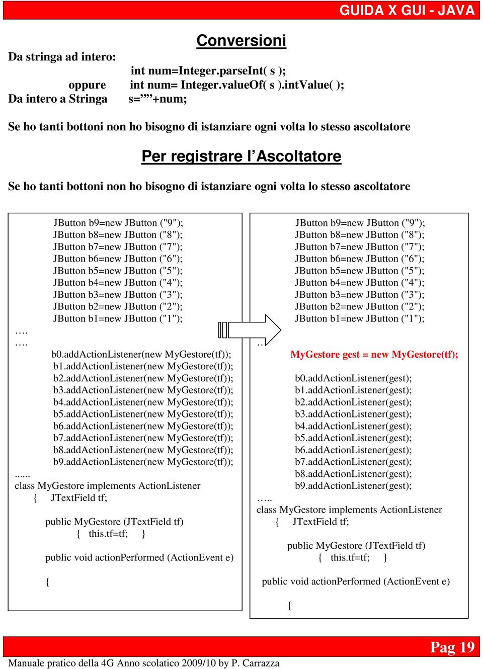 bisogno di istanziare ogni volta lo stesso ascoltatore.