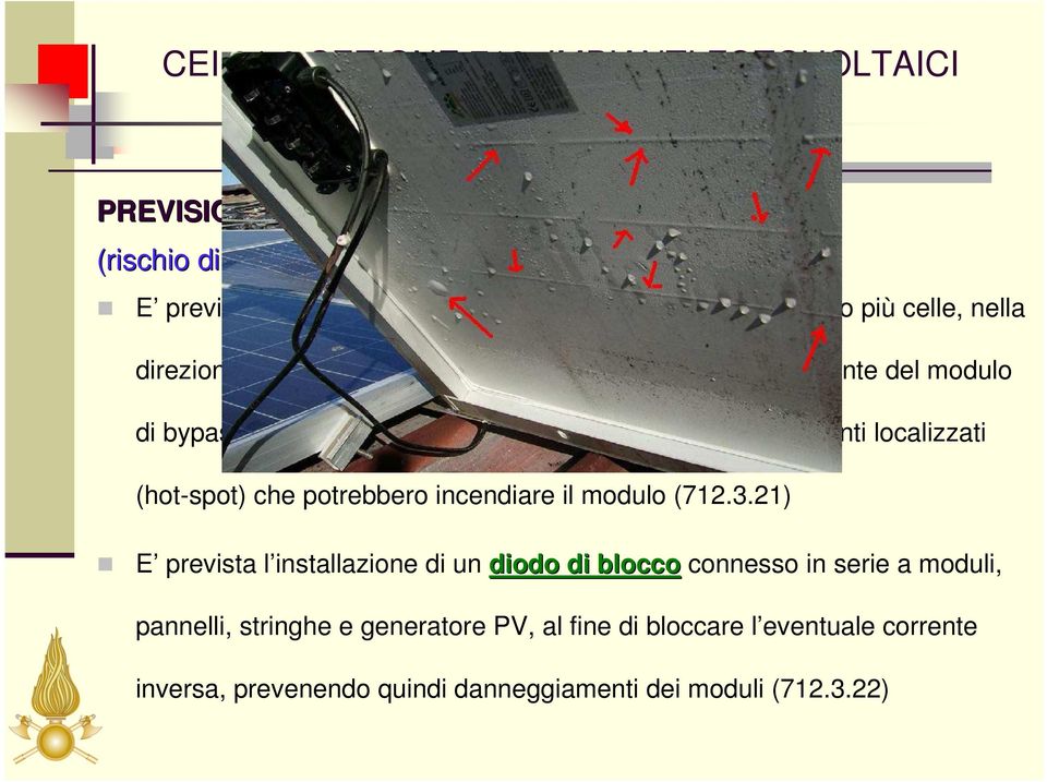 prevenendo quindi riscaldamenti localizzati (hot-spot) che potrebbero incendiare il modulo (712.3.