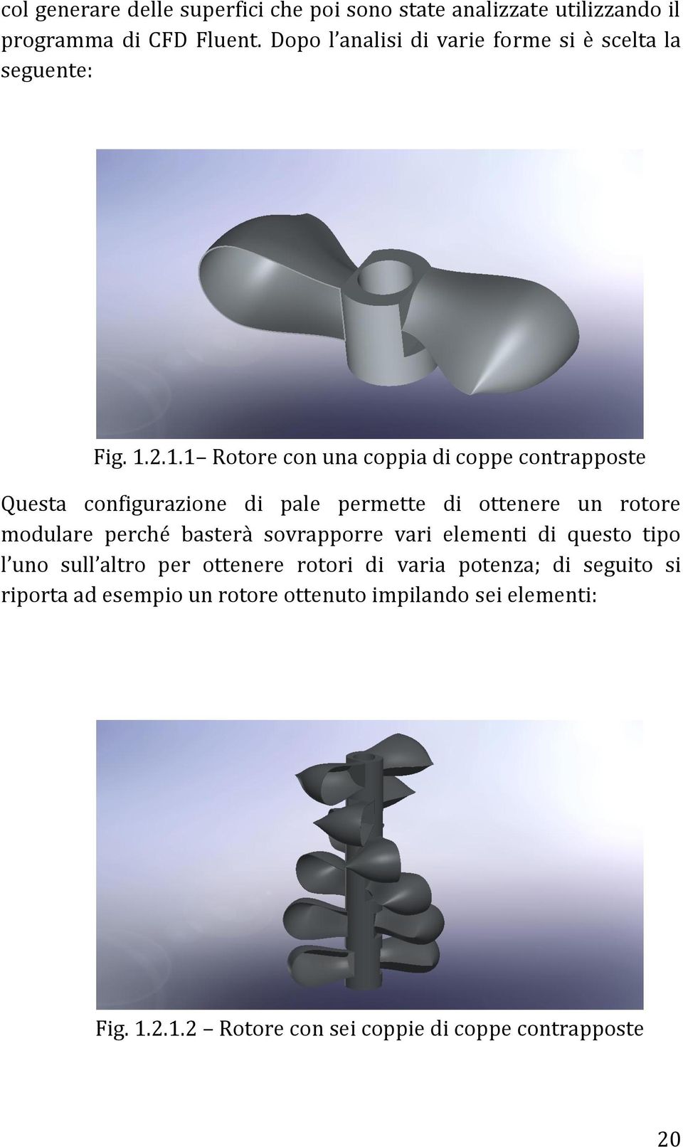 2.1.1 Rotore con una coppia di coppe contrapposte Questa configurazione di pale permette di ottenere un rotore modulare perché