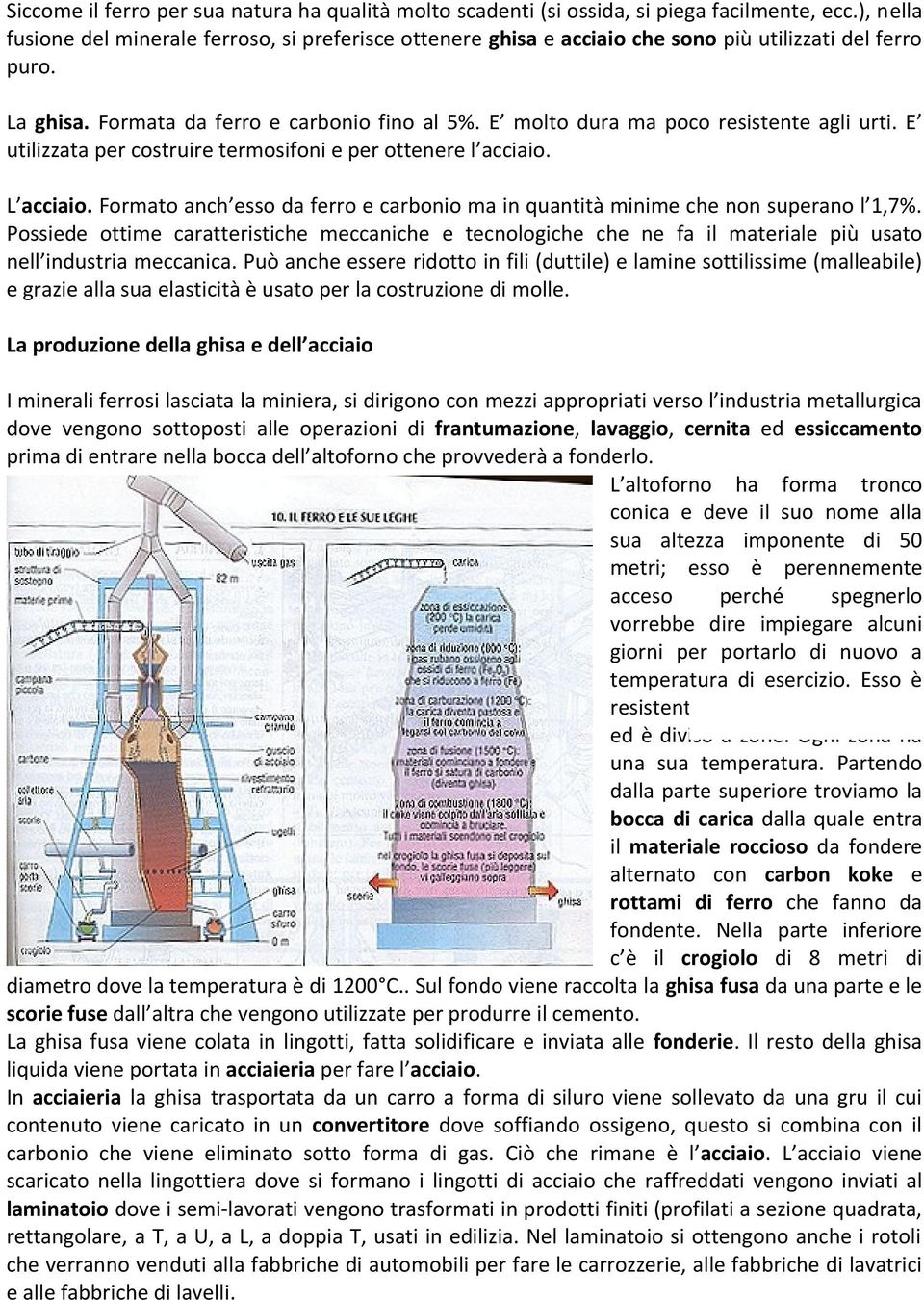 E molto dura ma poco resistente agli urti. E utilizzata per costruire termosifoni e per ottenere l acciaio. L acciaio.