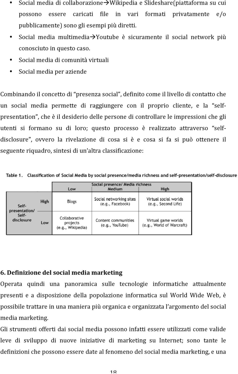 Social media di comunità virtuali Social media per aziende Combinando il concetto di presenza social, definito come il livello di contatto che un social media permette di raggiungere con il proprio