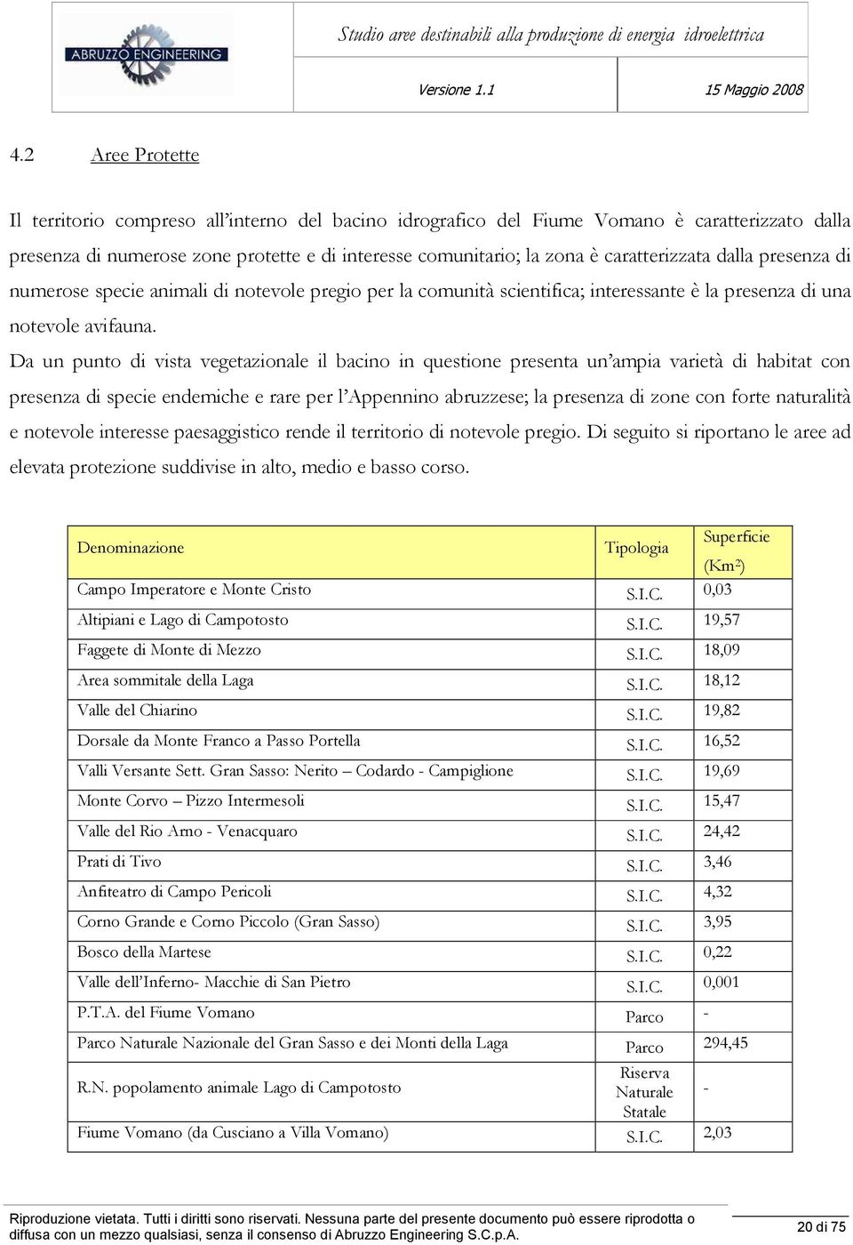 Da un punto di vista vegetazionale il bacino in questione presenta un ampia varietà di habitat con presenza di specie endemiche e rare per l Appennino abruzzese; la presenza di zone con forte