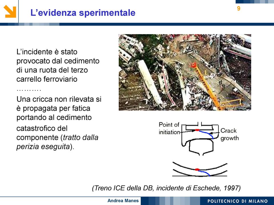 Una cricca non rilevata si è propagata per fatica portando al cedimento