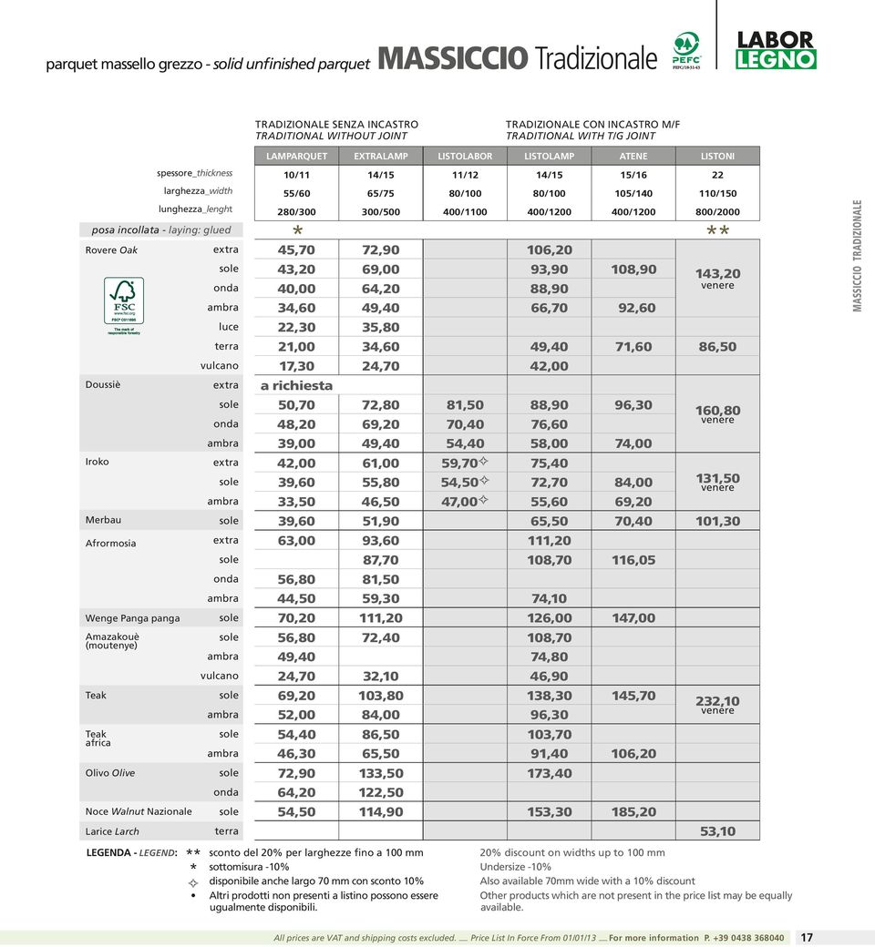 400/1200 400/1200 800/2000 posa - * ** Rovere Oak extra 45,70 72,90 106,20 sole 43,20 69,00 93,90 108,90 143,20 onda 40,00 64,20 88,90 venere ambra 34,60 49,40 66,70 92,60 luce 22,30 35,80 terra