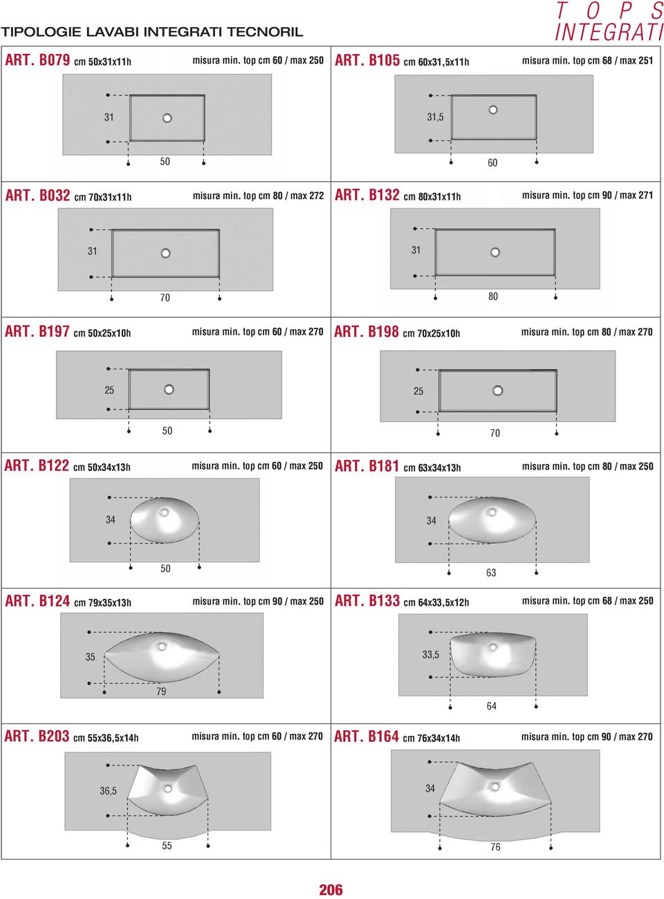 B198 cm 70x25x10h misura min. top cm 80 / max 270 25 50 25 70 ART. B122 cm 50x34x13h misura min. top cm 60 / max 250 34 50 ART. B124 cm 79x35x13h misura min. top cm 90 / max 250 35 ART.