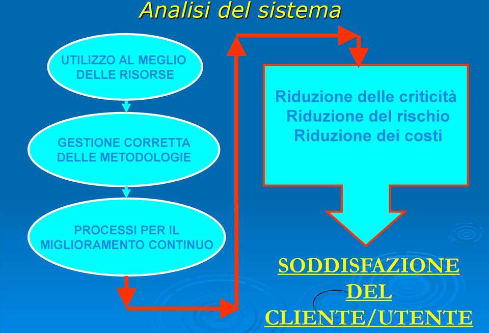 criticità Riduzione del rischio Riduzione dei costi