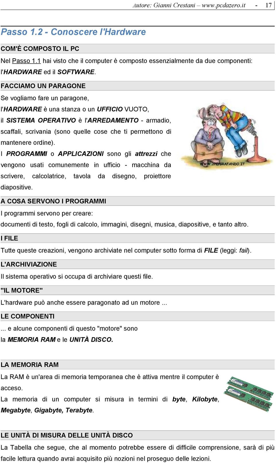 mantenere ordine). I PROGRAMMI o APPLICAZIONI sono gli attrezzi che vengono usati comunemente in ufficio macchina da scrivere, calcolatrice, tavola da disegno, proiettore diapositive.