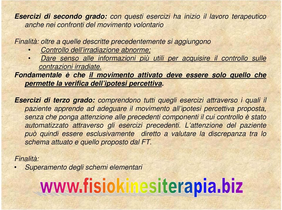 Fondamentale è che il movimento attivato deve essere solo quello che permette la verifica dell ipotesi percettiva.