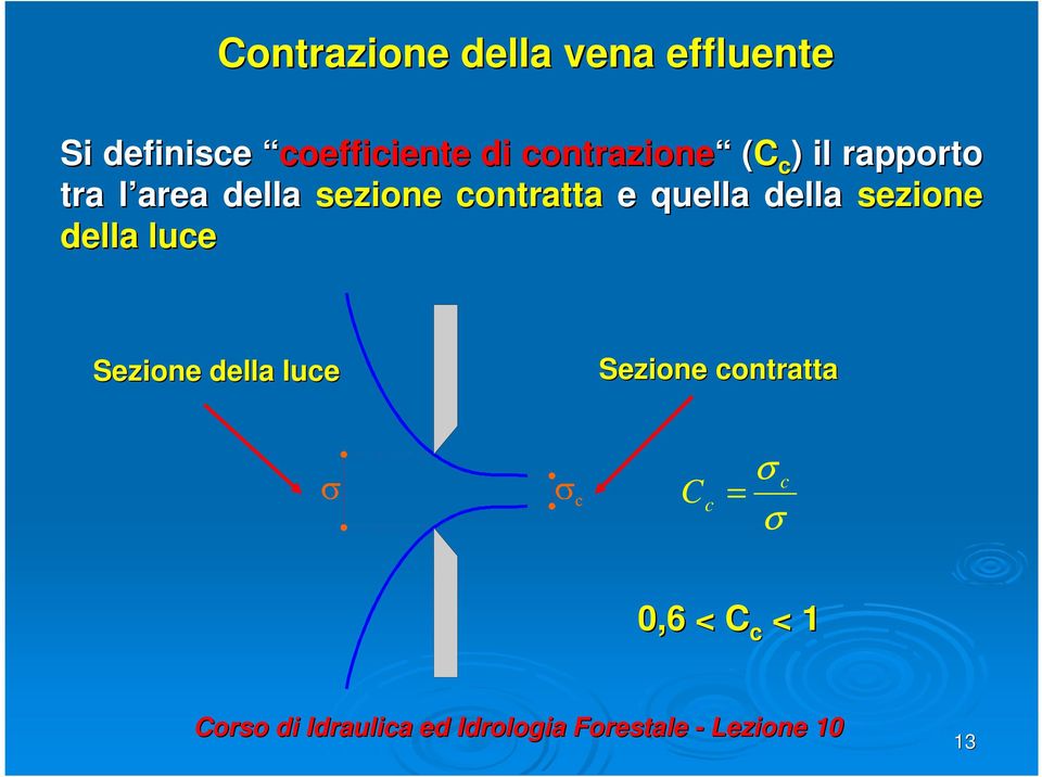 l della sezione contratta e quella della sezione della