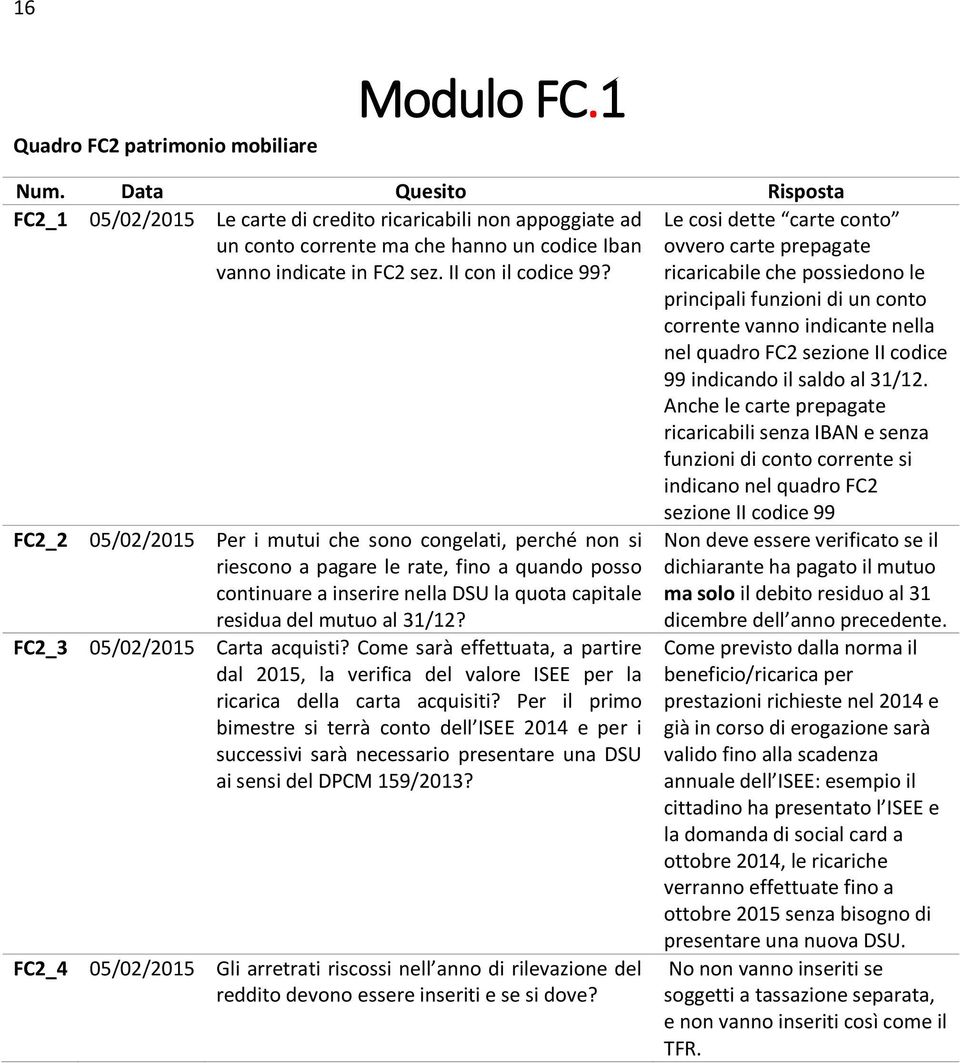 Le cosi dette carte conto ovvero carte prepagate ricaricabile che possiedono le principali funzioni di un conto corrente vanno indicante nella nel quadro FC2 sezione II codice 99 indicando il saldo