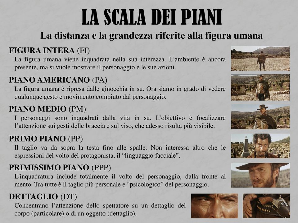 Ora siamo in grado di vedere qualunque gesto e movimento compiuto dal personaggio. PIANO MEDIO (PM) I personaggi sono inquadrati dalla vita in su.