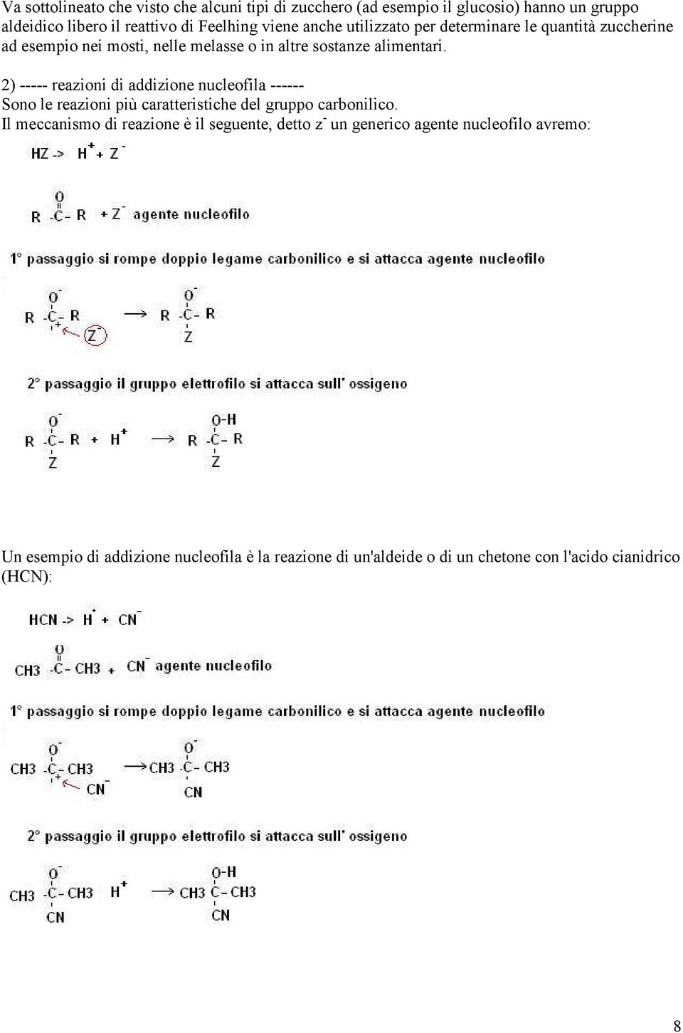 2) ----- reazioni di addizione nucleofila ------ Sono le reazioni più caratteristiche del gruppo carbonilico.