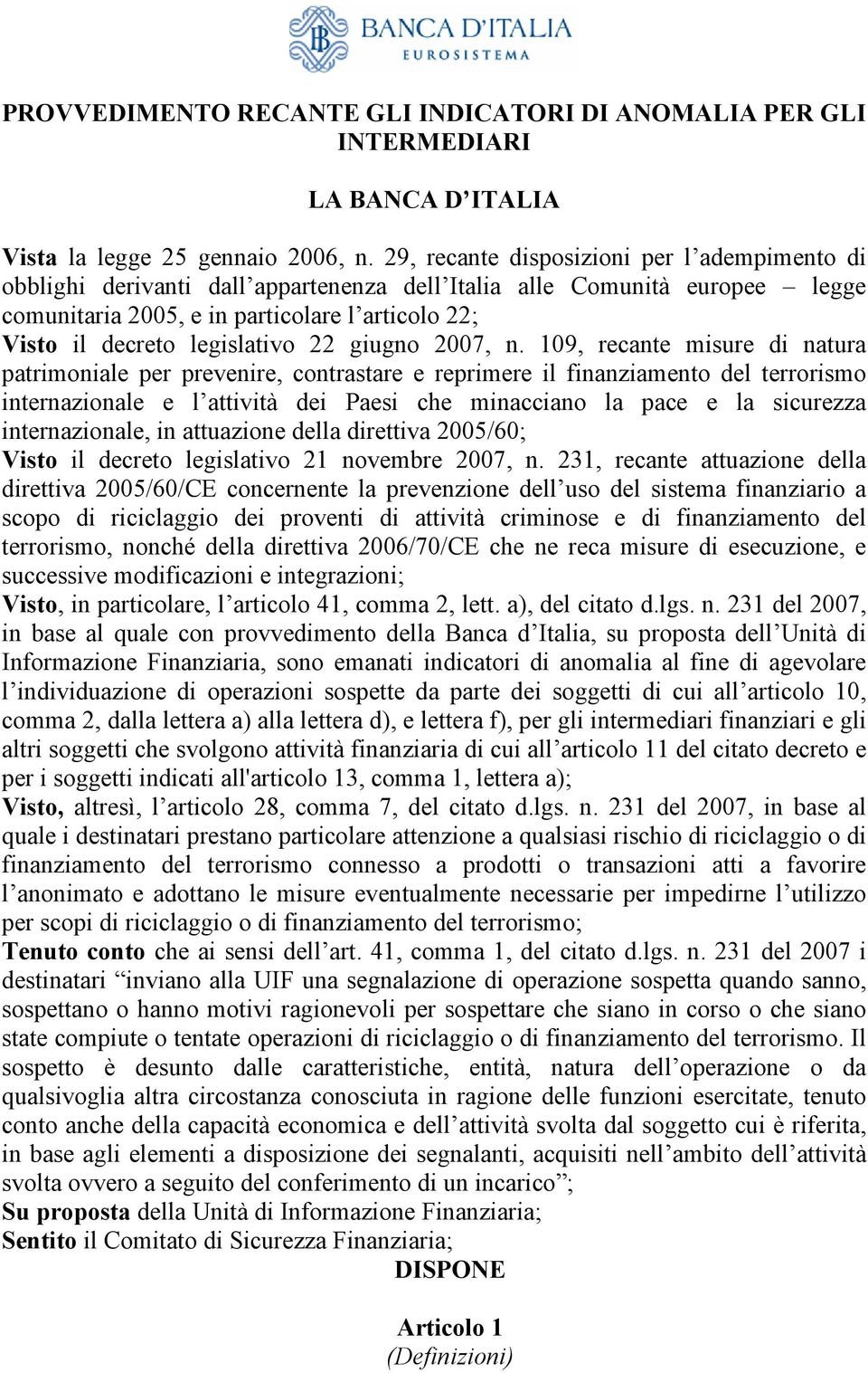 legislativo 22 giugno 2007, n.