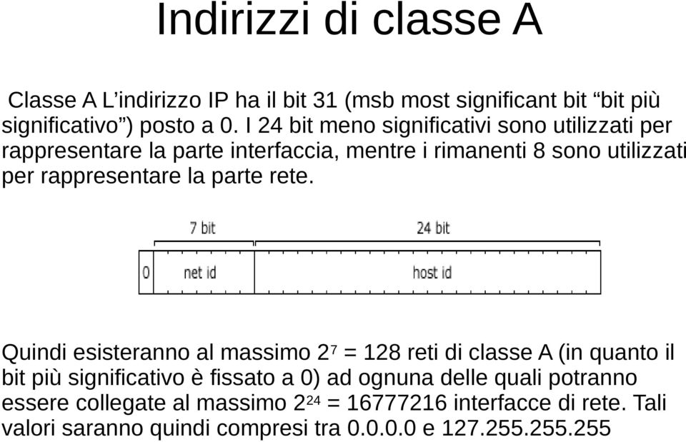 rappresentare la parte rete.