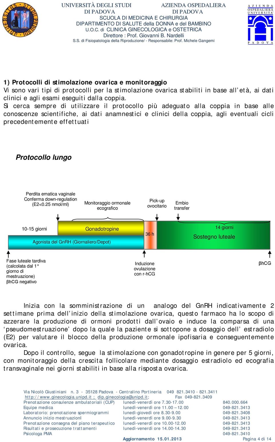 Protocollo lungo Perdita ematica vaginale Conferma down-regulation (E2<0.