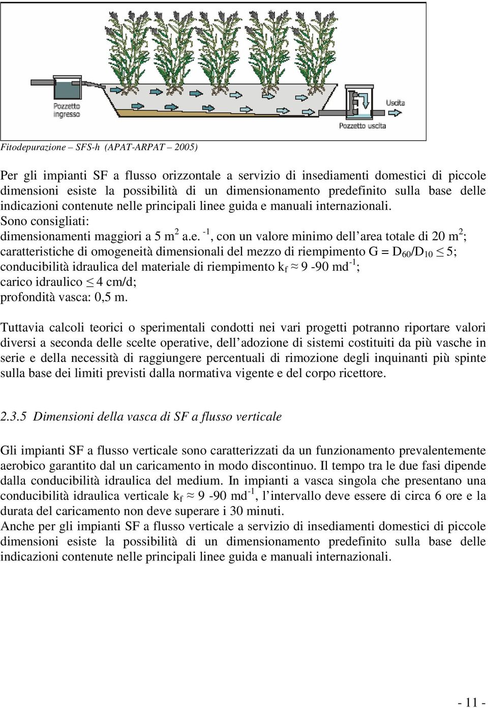 delle indicazioni contenute nelle principali linee guida e manuali internazionali. Sono consigliati: dimensionamenti maggiori a 5 m 2 a.e. -1, con un valore minimo dell area totale di 20 m 2 ;