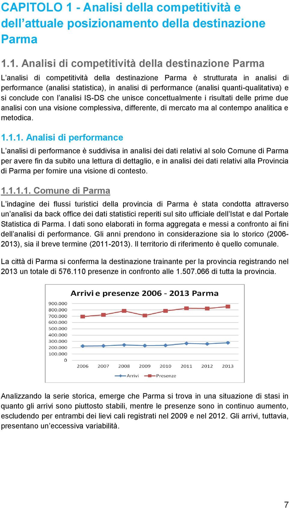 1. Analisi di competitività della destinazione Parma L analisi di competitività della destinazione Parma è strutturata in analisi di performance (analisi statistica), in analisi di performance