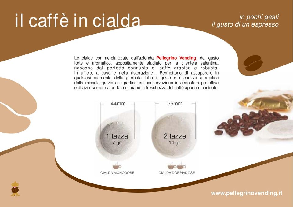 di assaporare in qualsiasi momento della giornata tutto il gusto e ricchezza aromatica della miscela grazie alla particolare conservazione in atmosfera