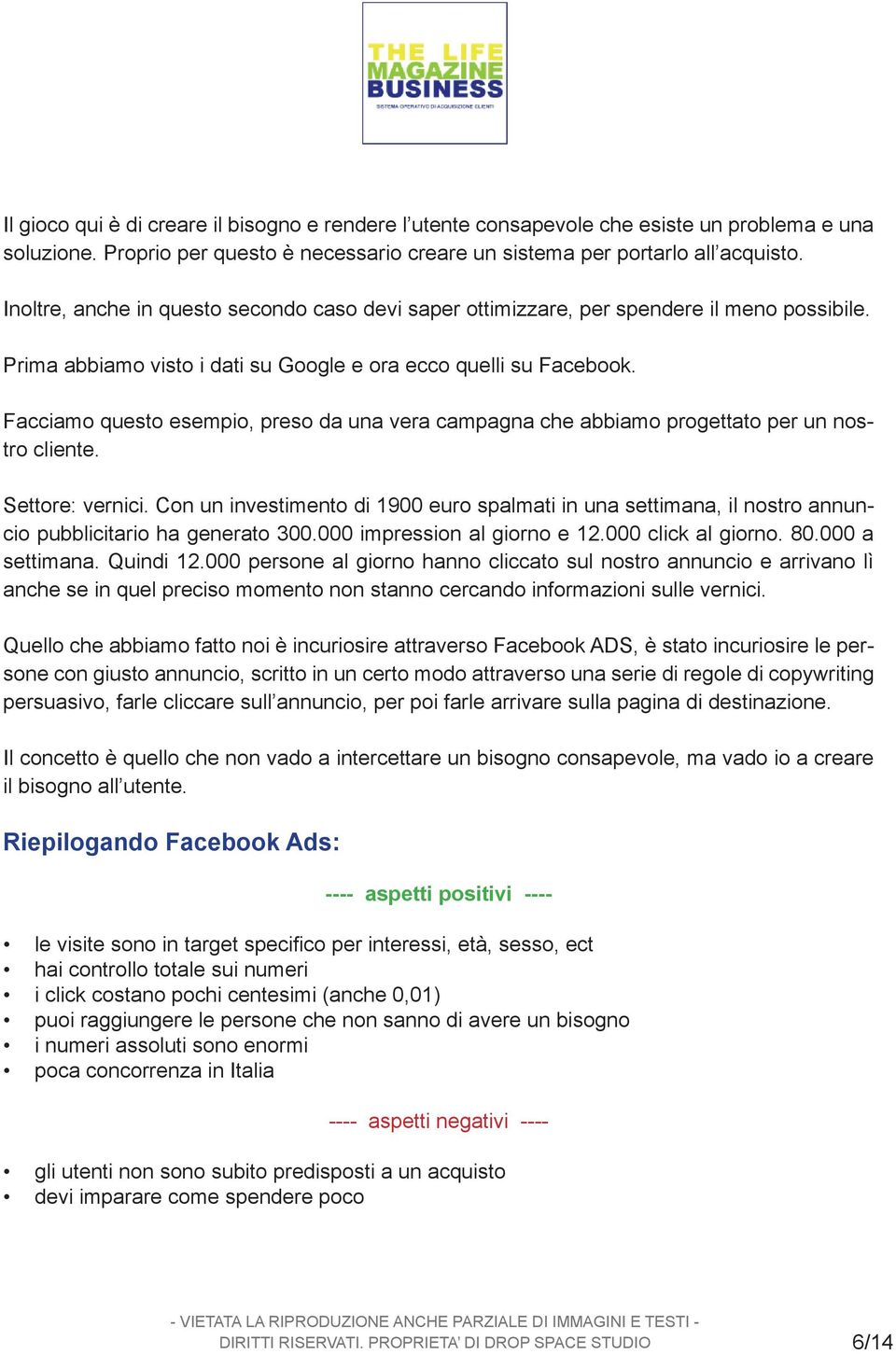 Facciamo questo esempio, preso da una vera campagna che abbiamo progettato per un nostro cliente. Settore: vernici.