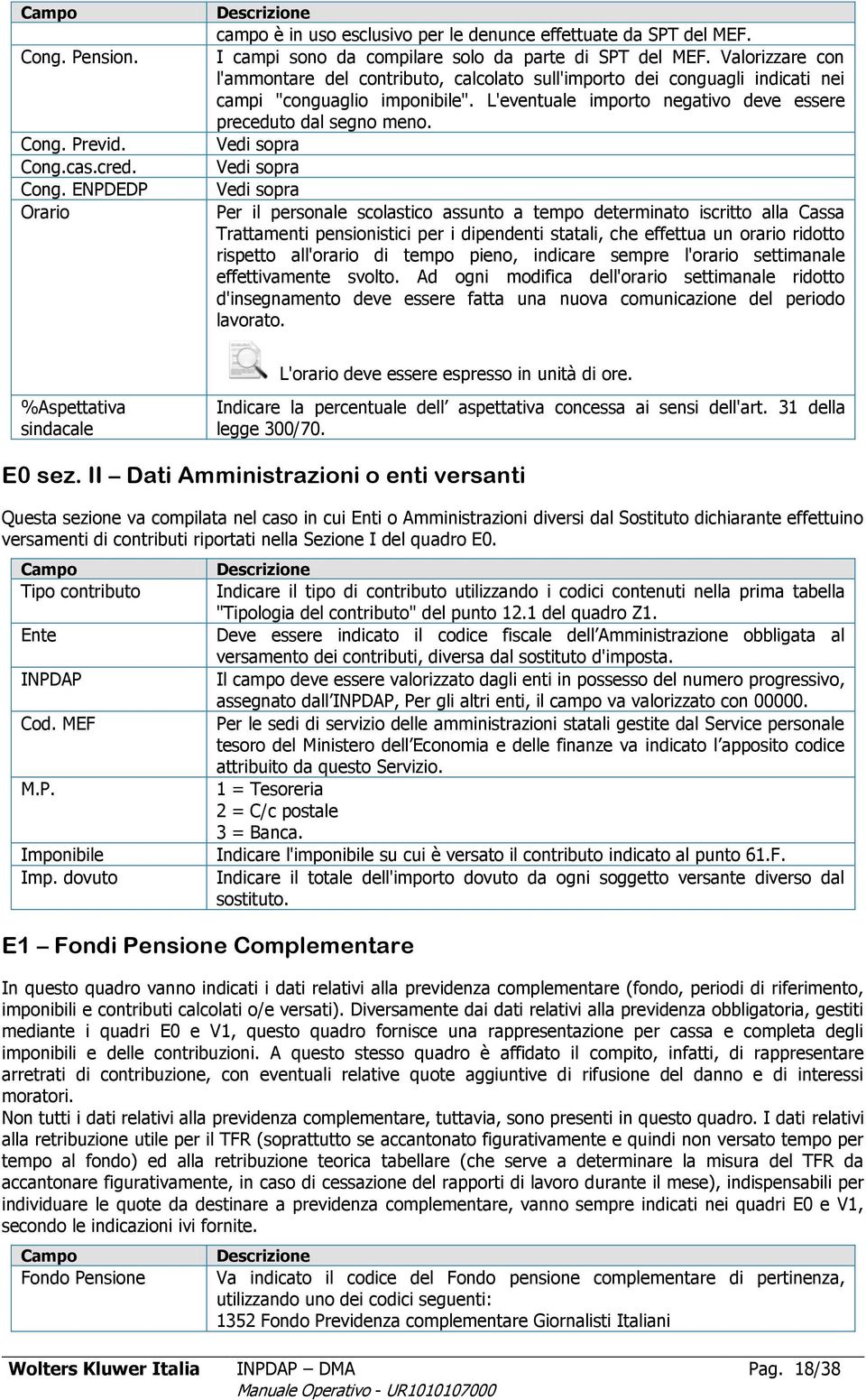 Vedi sopra Vedi sopra Vedi sopra Per il personale scolastico assunto a tempo determinato iscritto alla Cassa Trattamenti pensionistici per i dipendenti statali, che effettua un orario ridotto