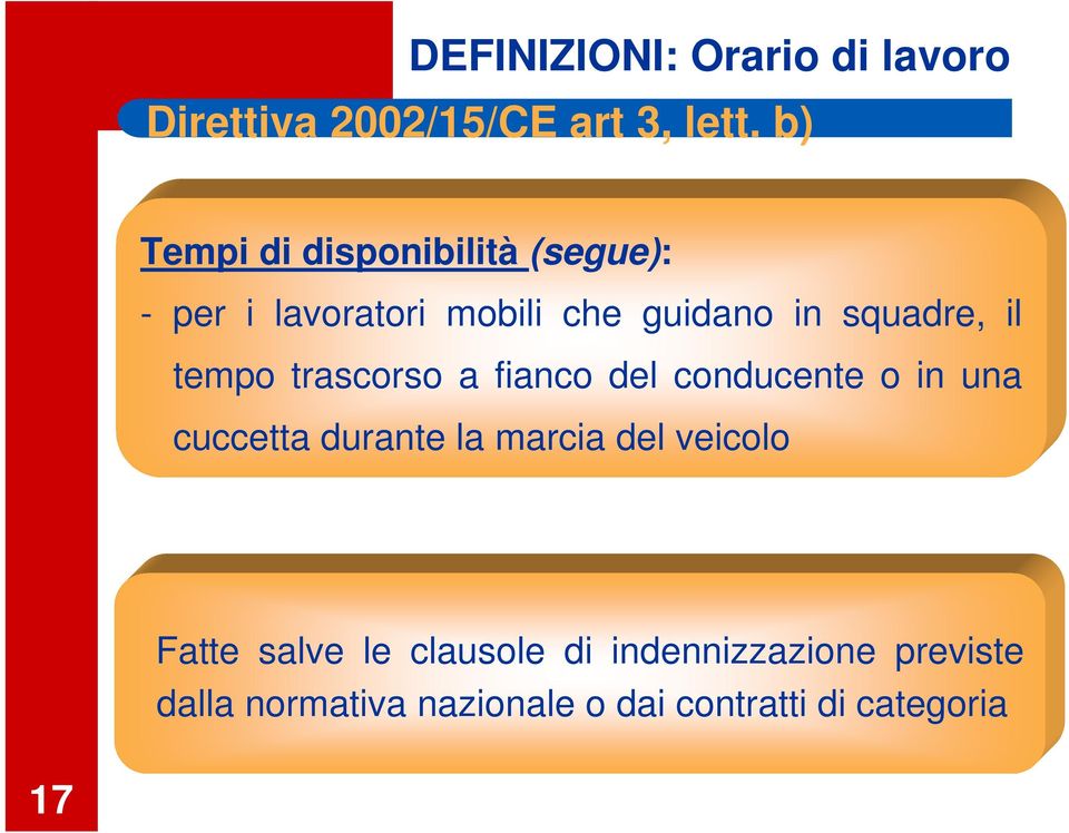 tempo trascorso a fianco del conducente o in una cuccetta durante la marcia del veicolo