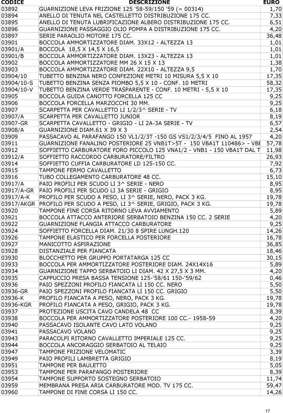 33X12 - ALTEZZA 13 1,01 03901/A BOCCOLA 18,5 X 14,5 X 16,5 1,01 03901/B BOCCOLA AMMORTIZZATORE DIAM.