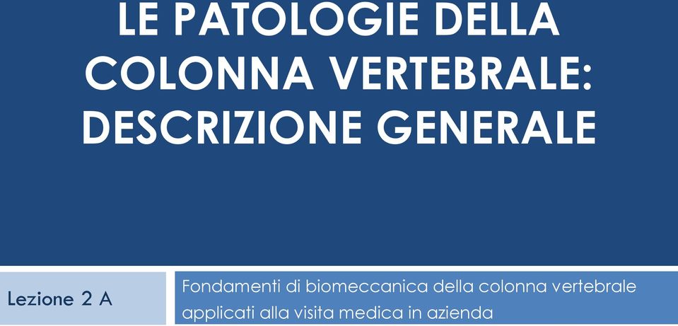 Fondamenti di biomeccanica della colonna