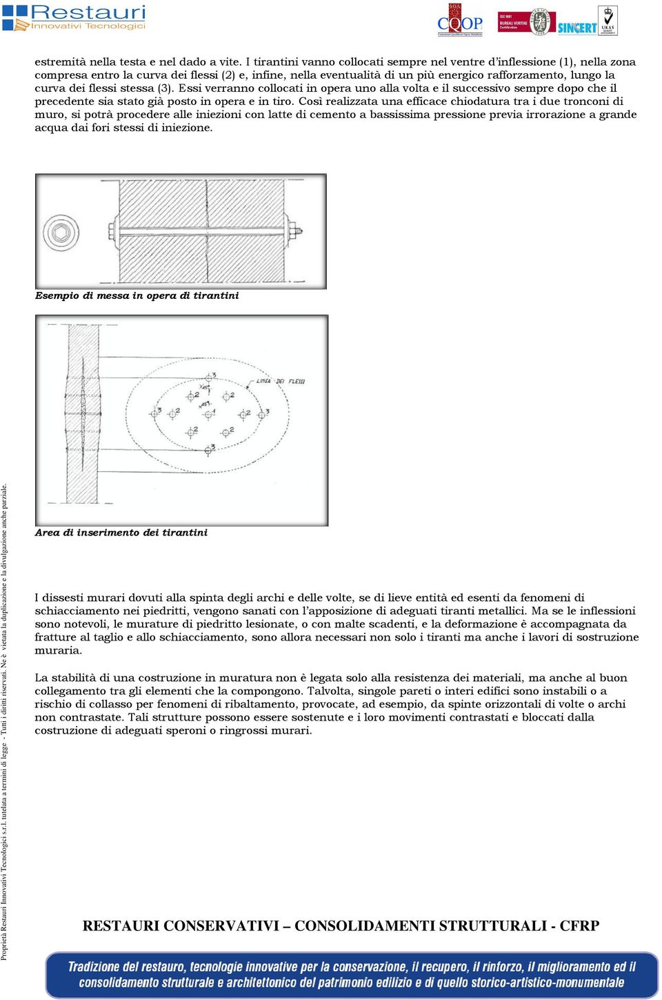 flessi stessa (3). Essi verranno collocati in opera uno alla volta e il successivo sempre dopo che il precedente sia stato già posto in opera e in tiro.