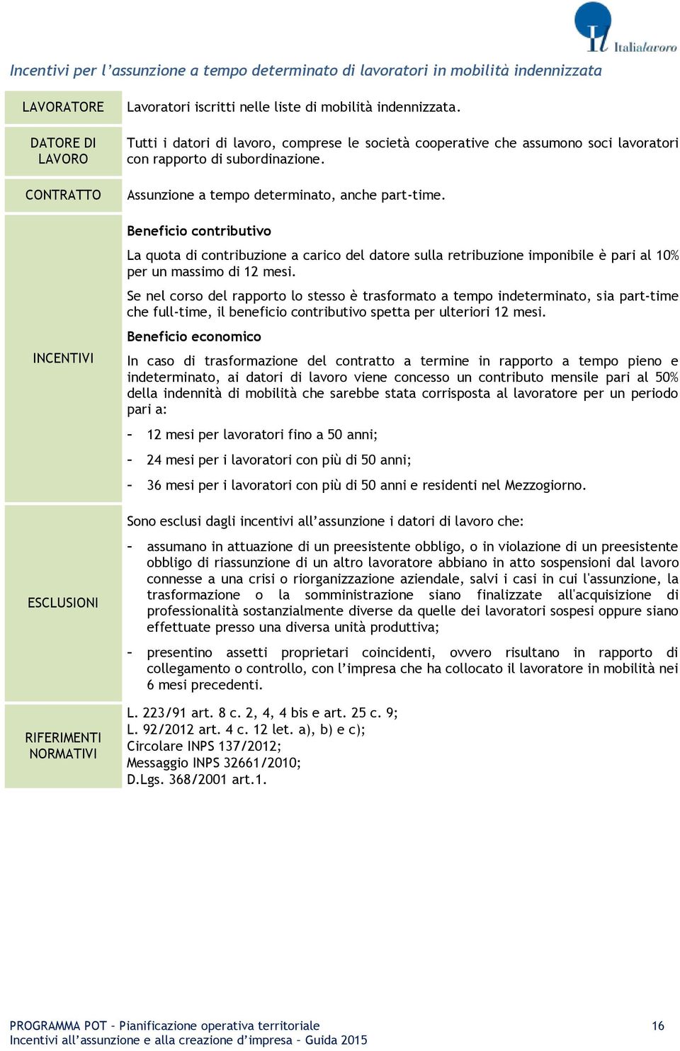 Beneficio contributivo L quot di contribuzione crico del dtore sull retribuzione imponibile è pri l 10% per un mssimo di 12 mesi.