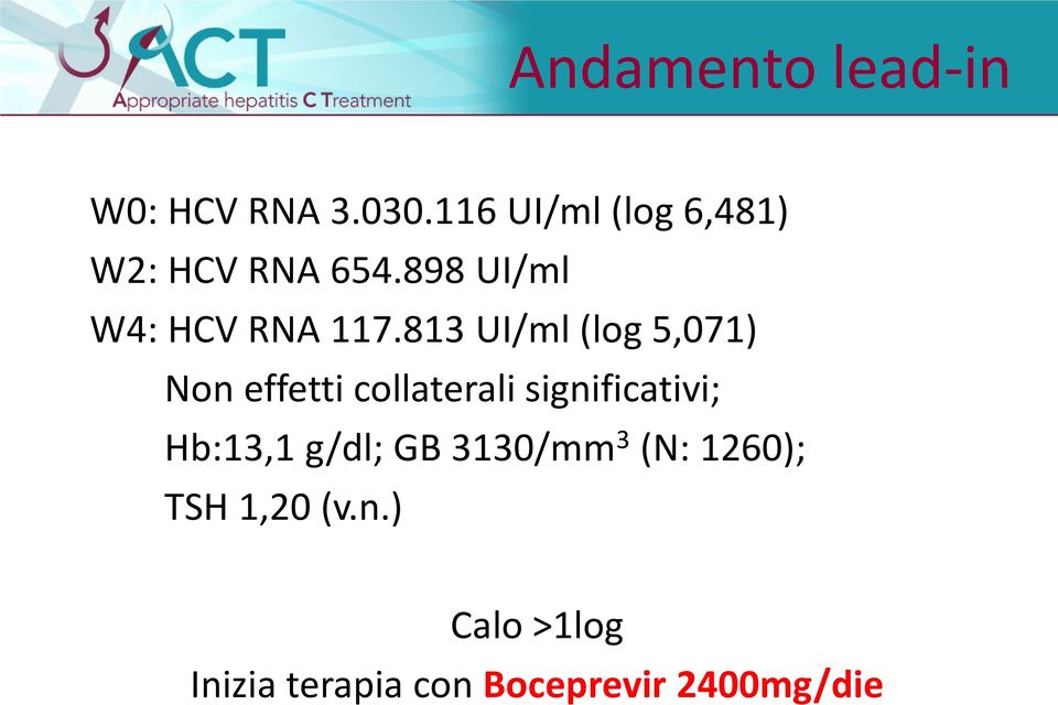 813 UI/ml (log 5,071) Non effetti collaterali significativi;