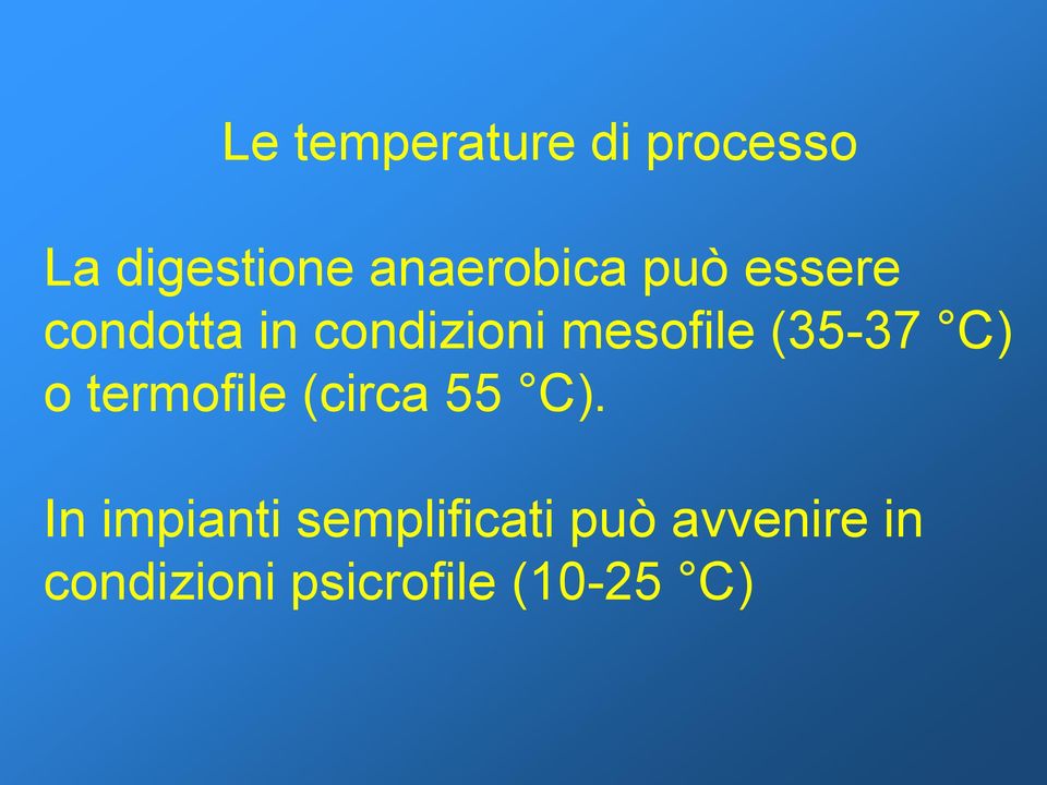 mesofile (35-37 C) o termofile (circa 55 C).