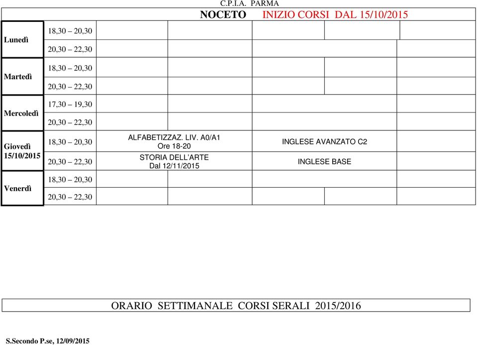 A0/A1 Ore 18-20 STORIA DELL ARTE Dal