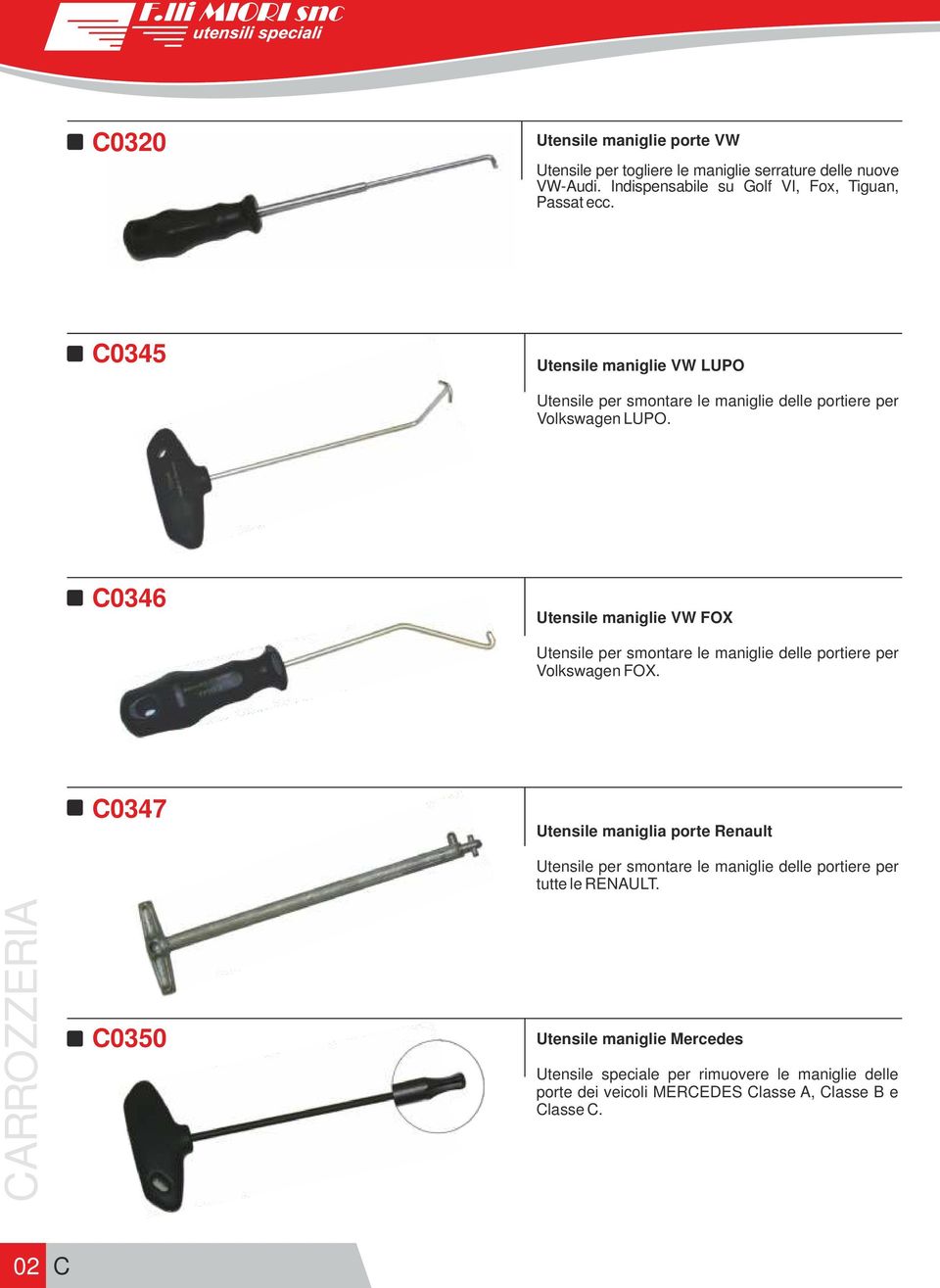 C0346 Utensile maniglie VW FOX Utensile per smontare le maniglie delle portiere per Volkswagen FOX.