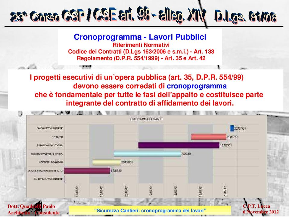 42 I progetti esecutivi di un opera pubblica (art. 35, D.P.R.