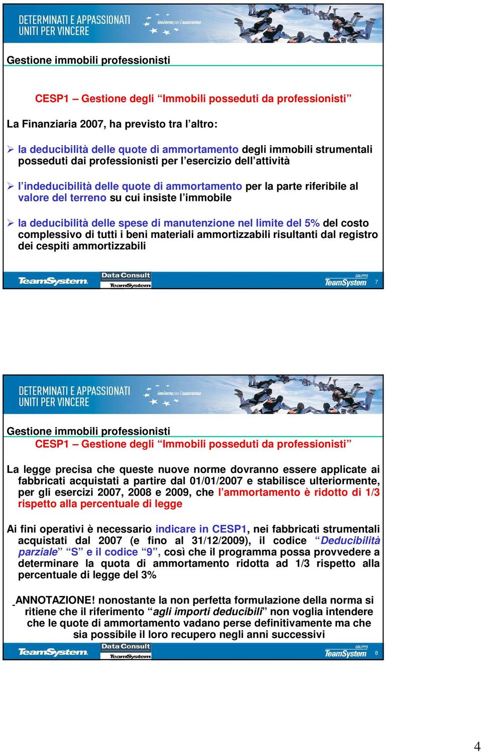 deducibilità delle spese di manutenzione nel limite del 5% del costo complessivo di tutti i beni materiali ammortizzabili risultanti dal registro dei cespiti ammortizzabili 7 Gestione immobili