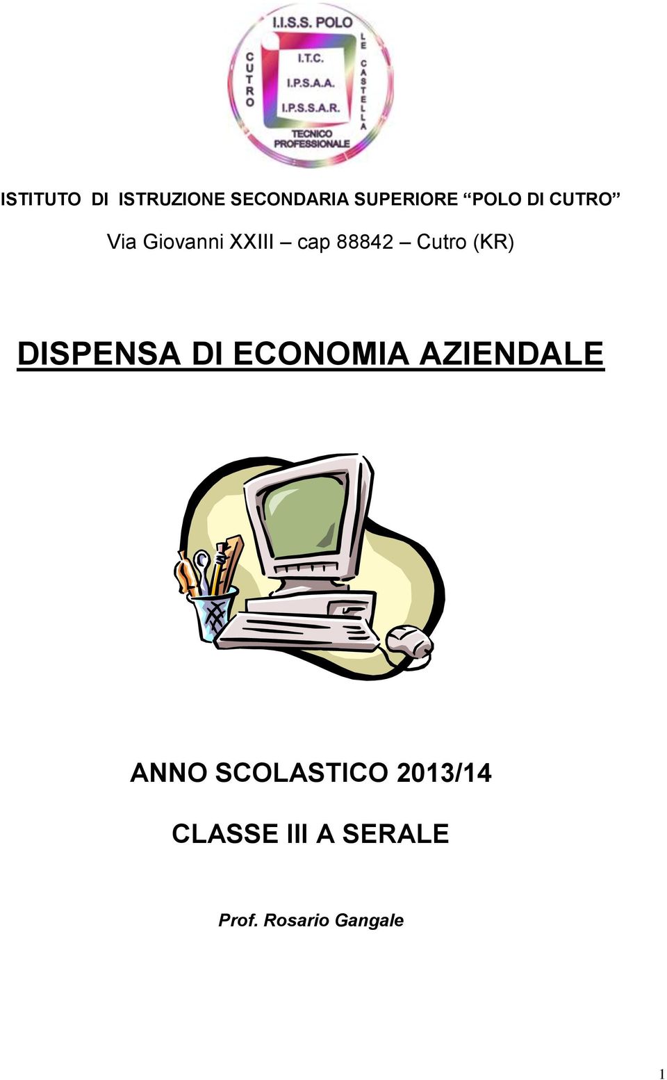 DISPENSA DI ECONOMIA AZIENDALE ANNO SCOLASTICO