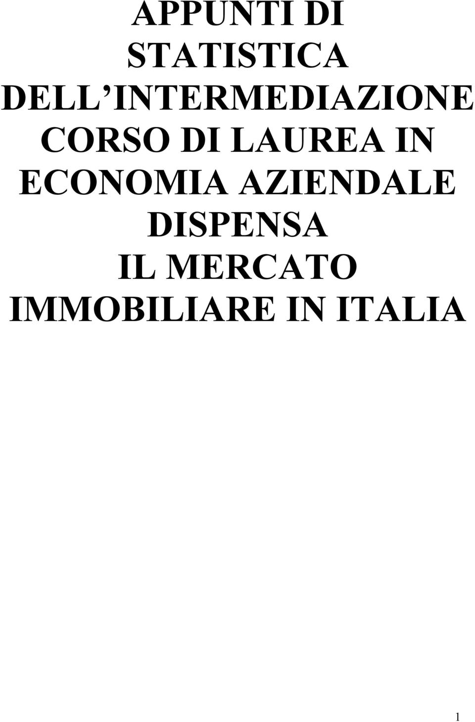 LAUREA IN ECONOMIA AZIENDALE