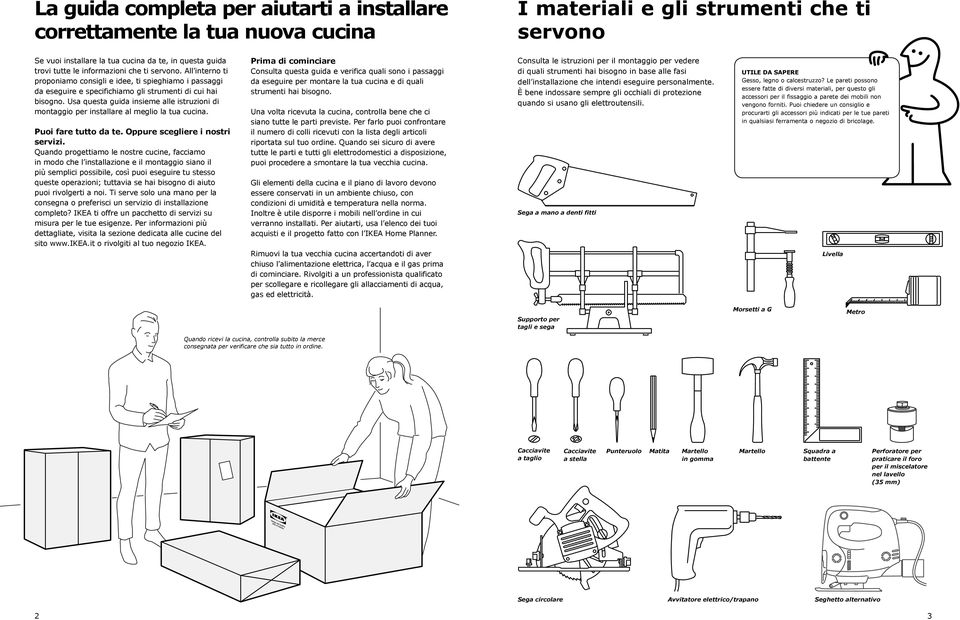 Usa questa guida insieme alle istruzioni di montaggio per installare al meglio la tua cucina. Puoi fare tutto da te. Oppure scegliere i nostri servizi.