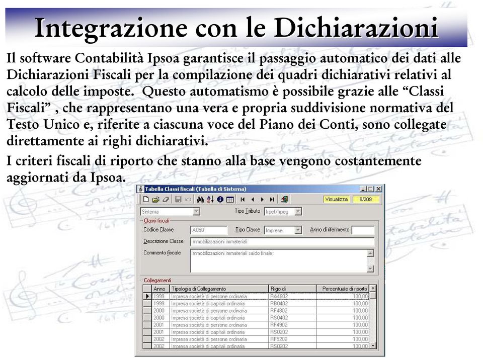 Questo automatismo è possibile grazie alle Classi Fiscali, che rappresentano una vera e propria suddivisione normativa del Testo Unico