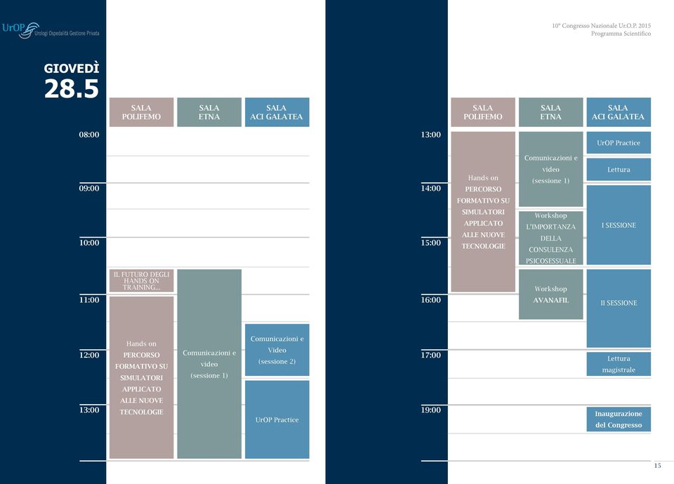 10:00 15:00 SIMULATORI APPLICATO ALLE NUOVE TECNOLOGIE Workshop L IMPORTANZA DELLA CONSULENZA I SESSIONE PSICOSESSUALE 11:00 IL FUTURO DEGLI HANDS ON