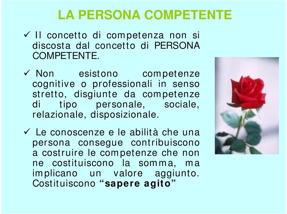 personale, sociale, relazionale, disposizionale.