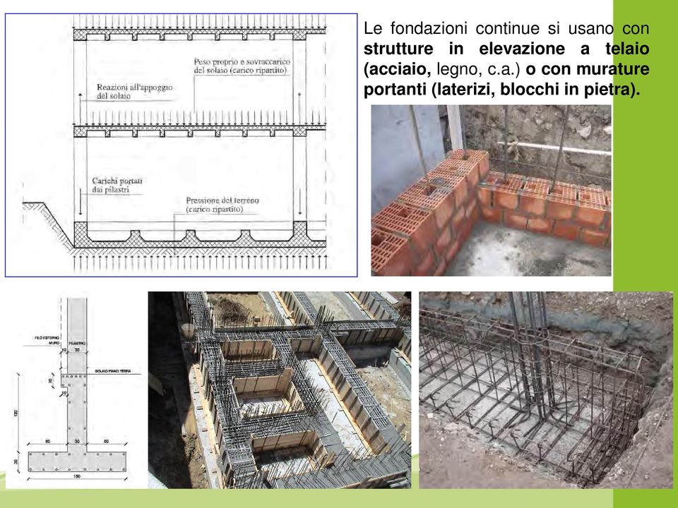 (acciaio, legno, c.a.) o con