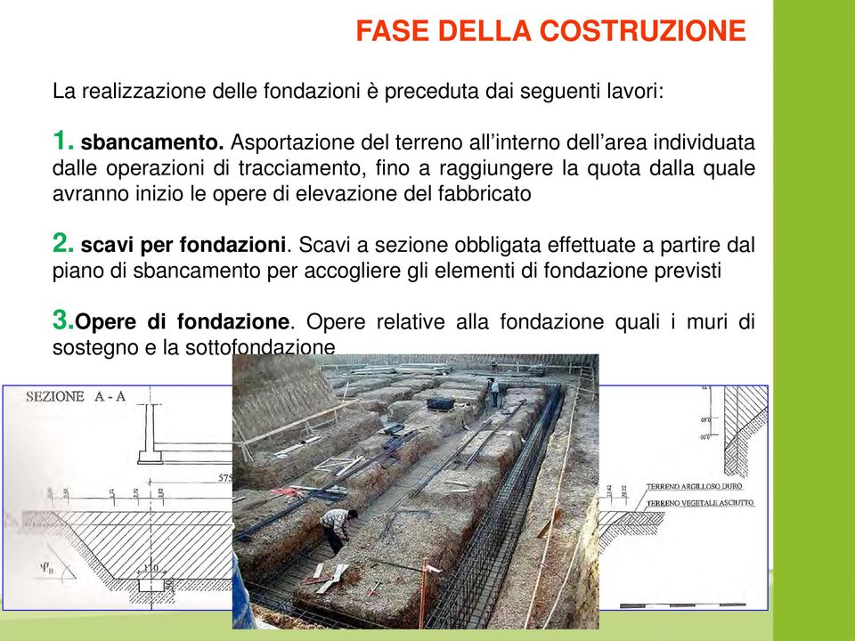 avranno inizio le opere di elevazione del fabbricato 2. scavi per fondazioni.