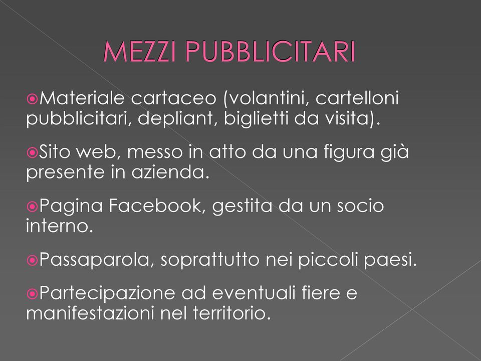 Sito web, messo in atto da una figura già presente in azienda.