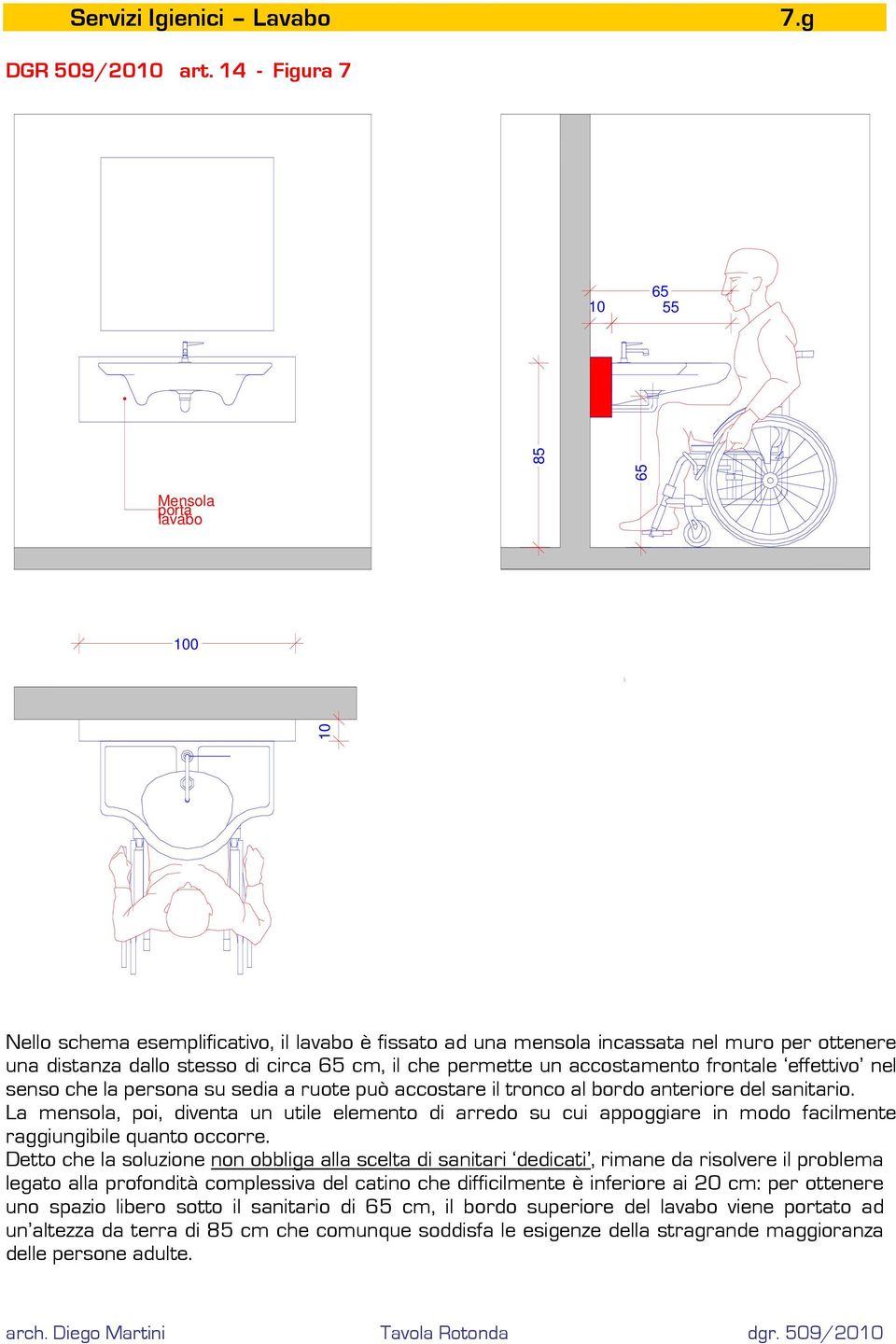 che permette un accostamento frontale effettivo nel senso che la persona su sedia a ruote può accostare il tronco al bordo anteriore del sanitario.