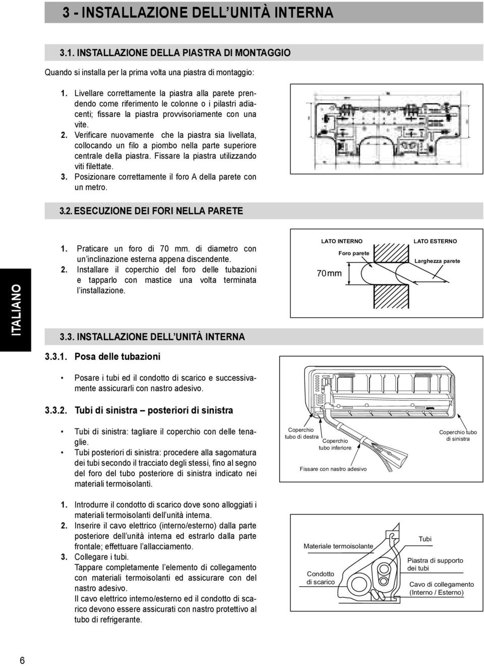 Verificare nuovamente che la piastra sia livellata, collocando un filo a piombo nella parte superiore centrale della piastra. Fissare la piastra utilizzando viti filettate. 3.